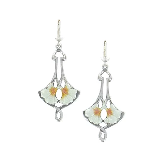 Boucles D'oreilles Gingko Art Nouveau 3 Boucles D'oreilles Gingko Art Nouveau