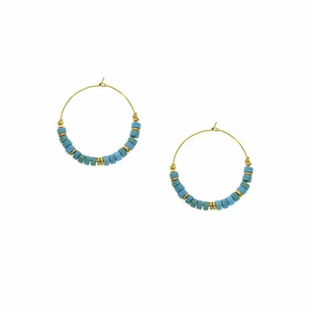 Boucles D'oreilles Créoles - Turquoise 3 Boucles D'oreilles Créoles - Turquoise