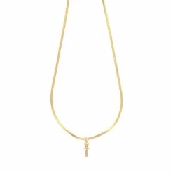 Collier-pendentif Égyptien Croix De Vie - Chaîne Miroir 45 Cm