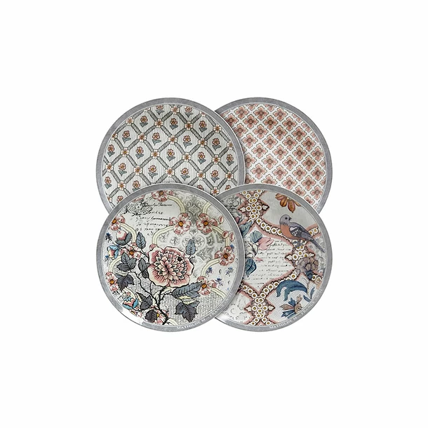 Coffret De 4 Assiettes à Dessert Madame De Pompadour - Mathilde M. 4 Coffret De 4 Assiettes à Dessert Madame De Pompadour - Mathilde M. – Image 2