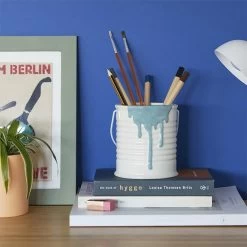 Pot à Crayons En Céramique Peinture Bleue - Balvi -Décoration Soldes 79829 xl