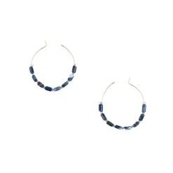 Boucles D'oreilles Créoles Antiques Avec Pierres Bleues -Décoration Soldes 79932 xl