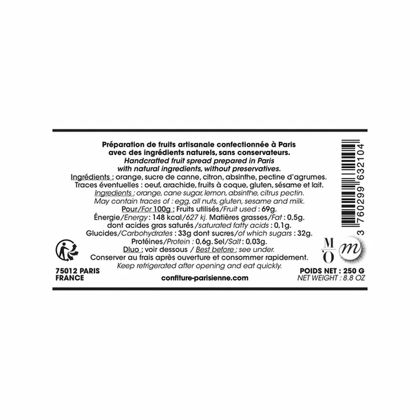 Confiture Musée D'Orsay Orange Et Absinthe 250 Grs - La Confiture De Vincent - Confiture Parisienne 7 Confiture Musée D'Orsay Orange Et Absinthe 250 Grs - La Confiture De Vincent - Confiture Parisienne – Image 5
