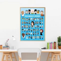 Poster Pédagogique Personnages Célèbres + 44 Stickers - Poppik -Décoration Soldes 82826 xl
