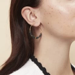 Boucles D'oreilles Créoles - Onyx -Décoration Soldes 82903 xl