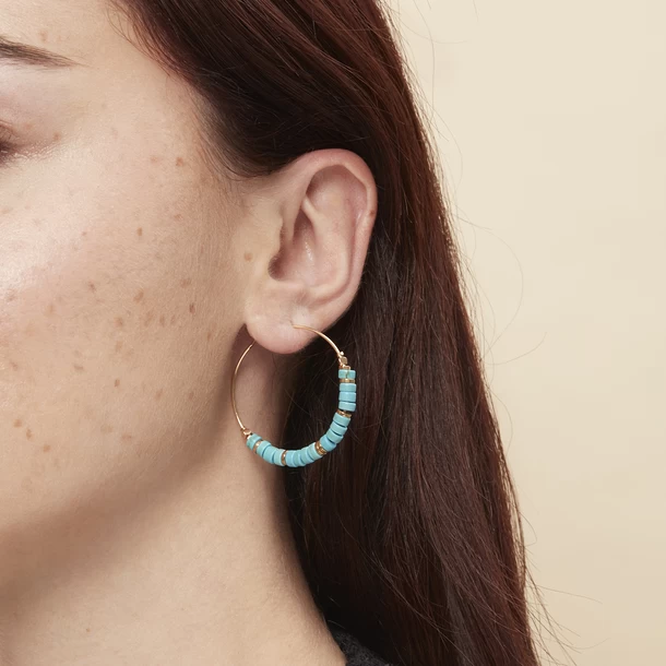 Boucles D'oreilles Créoles - Turquoise 5 Boucles D'oreilles Créoles - Turquoise – Image 3