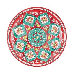 Plat En Céramique Fleur Rouge /turquoise - Ø 30cm - La Maison Ottomane