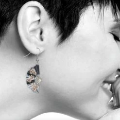 Boucles D'oreilles Éventail Cerisiers - Hiroshige Utagawa -Décoration Soldes 84262 xl