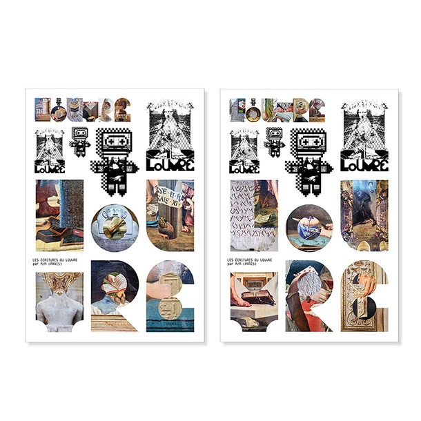 2 Planches - 22 Stickers Les Écritures Du Louvre Par M/M (Paris) 3 2 Planches - 22 Stickers Les Écritures Du Louvre Par M/M (Paris)