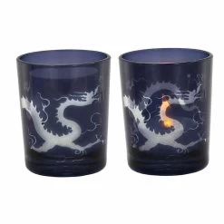 Photophore En Verre à Décor Dragon Avec LED -Décoration Soldes 87120 xl