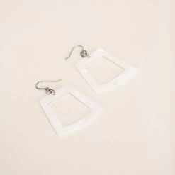Boucles D'oreilles Trapèze En Nacre Blanche - L'Indochineur -Décoration Soldes 87387 xl